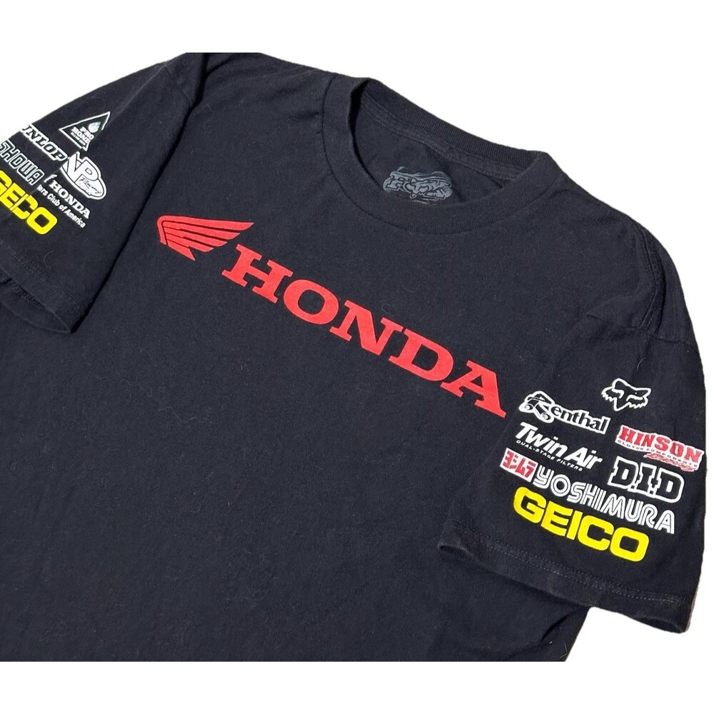Fox Honda Racing T Shirt Men's Sz M Black Medium Motocross Shirt